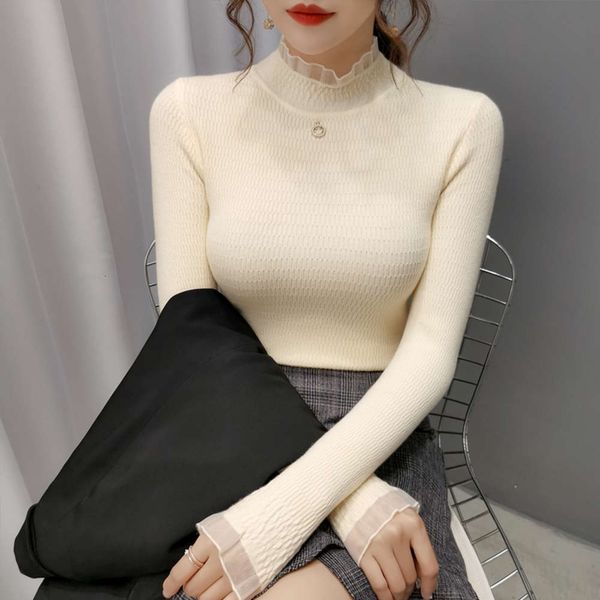 women's sweaters tees sweater autumn and winter wear with lace half turtleneck bottom coat j42t, White;black
women's sweaters tees sweater autumn and winter wear with lace half turtleneck bottom coat j42t, White;black