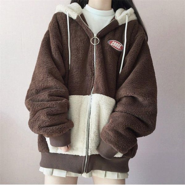 women's jackets winter casual women retro girl college embroidery letters overcoat cashmere coat female furry zipper jaquetas mujer, Black;brown
women's jackets winter casual women retro girl college embroidery letters overcoat cashmere coat female furry zipper jaquetas mujer, Black;brown