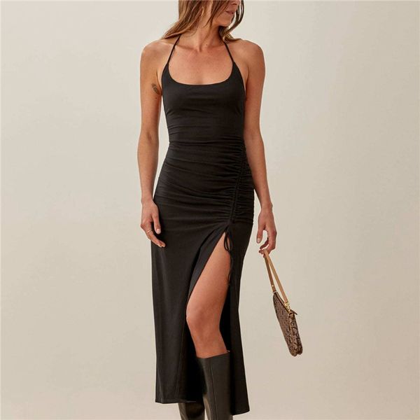 casual dresses women solid draped 2021 fashion ladies halter slim vestidos elegant female chic drawstring side slit es 6r4u, Black;gray
casual dresses women solid draped 2021 fashion ladies halter slim vestidos elegant female chic drawstring side slit es 6r4u, Black;gray
