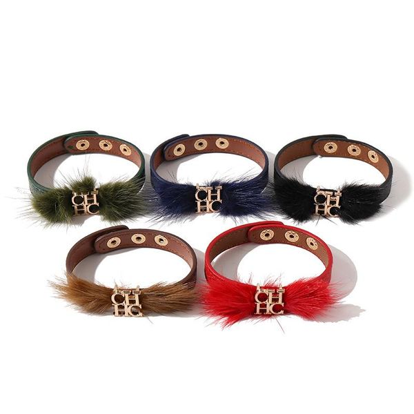 pu leather chc alloy letters korea fashion plush ring bracelet stainless steel bracelets for women bangle, Black
pu leather chc alloy letters korea fashion plush ring bracelet stainless steel bracelets for women bangle, Black