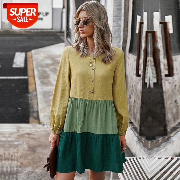 spring new patchwork dress women casual full sleeve o neck button simple dress for women 2021 summer #ur76, White;black
spring new patchwork dress women casual full sleeve o neck button simple dress for women 2021 summer #ur76, White;black