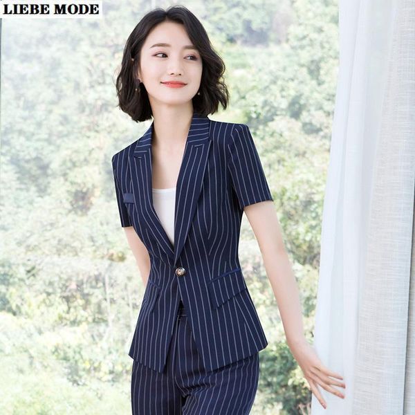 women's summer business suit female korean office work wear pant suits for women formal 2 piece short sleeve striped blazer set two pan, White
women's summer business suit female korean office work wear pant suits for women formal 2 piece short sleeve striped blazer set two pan, White