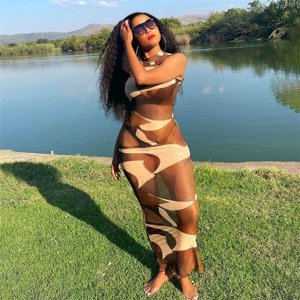 casual dresses chic abstract print transparent mesh tight long skirt women's 2021 summer beach holiday, Black;gray
casual dresses chic abstract print transparent mesh tight long skirt women's 2021 summer beach holiday, Black;gray