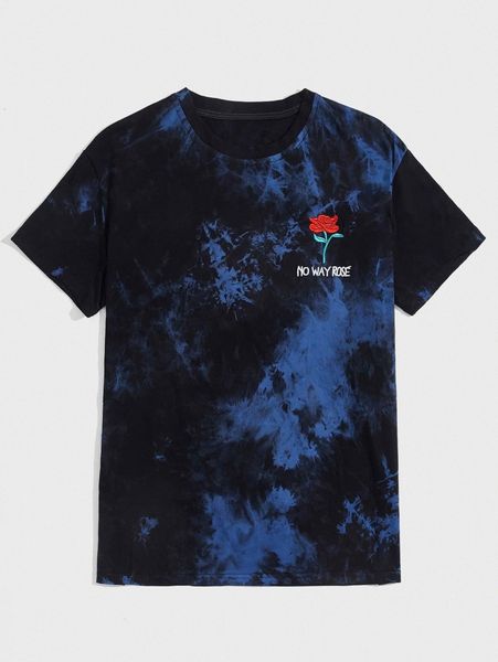romwe guys floral embroidery tie dye tee x81i#, White;black