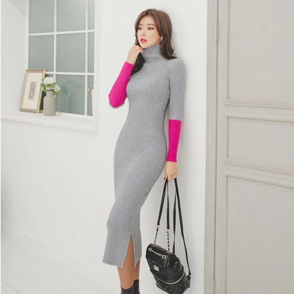 casual dresses 2021 autumn winter womans knit long dress turtleneck basic women contrast color ol warm pencil, Black;gray
casual dresses 2021 autumn winter womans knit long dress turtleneck basic women contrast color ol warm pencil, Black;gray