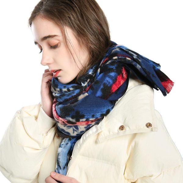 scarves 2021 color lace print scarf autumn and winter versatile imitation cashmere warm bib, Blue;gray
scarves 2021 color lace print scarf autumn and winter versatile imitation cashmere warm bib, Blue;gray
