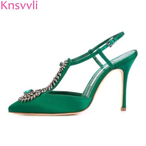 green satin high heels women pumps luxurious jewelled rhinestone studded slingback woman runway party dress shoes, Black
green satin high heels women pumps luxurious jewelled rhinestone studded slingback woman runway party dress shoes, Black