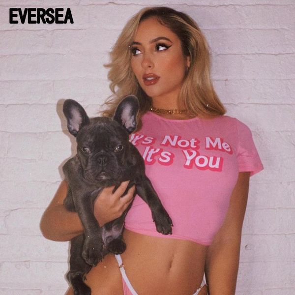 women's t-shirt eversea letter print women cute style round collar short sleeve crop summer, White
women's t-shirt eversea letter print women cute style round collar short sleeve crop summer, White