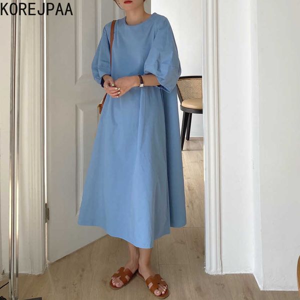 korejpaa women dress summer korean chic female minimalist all-match round neck loose solid color puff sleeve vestidos 210526, Black;gray
korejpaa women dress summer korean chic female minimalist all-match round neck loose solid color puff sleeve vestidos 210526, Black;gray