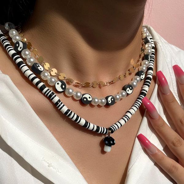 chains multilayer black stone beads clay mushroom pendant necklace for women imitation pearl yin yang beaded choker jewelry, Silver
chains multilayer black stone beads clay mushroom pendant necklace for women imitation pearl yin yang beaded choker jewelry, Silver