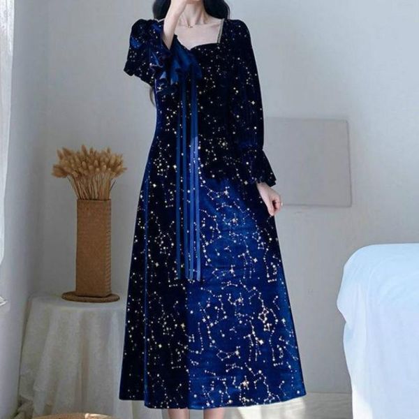 casual dresses spring/autumn french vintage courtly style sweet girl gentle fairy golden velvet blue starry sky elegant all-match woman dres, Black;gray
casual dresses spring/autumn french vintage courtly style sweet girl gentle fairy golden velvet blue starry sky elegant all-match woman dres, Black;gray