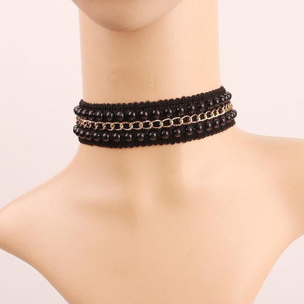 chains clavicle chain collar european and american carnival black lace gold necklace female pearl neck jewelry, Silver
chains clavicle chain collar european and american carnival black lace gold necklace female pearl neck jewelry, Silver
