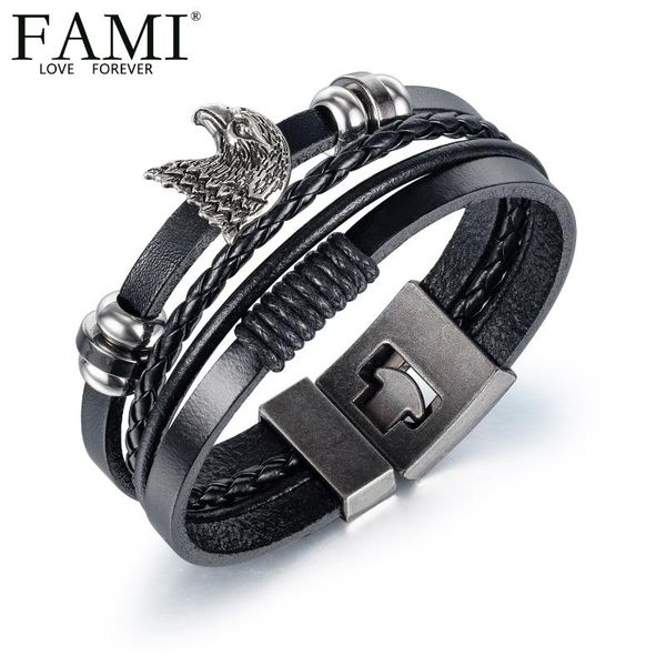 bangle fami man bracelet fashion personality eagle leather men's head woven multi-layer alloy, Black
bangle fami man bracelet fashion personality eagle leather men's head woven multi-layer alloy, Black