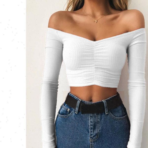 fashion long sleeve plain womens shirt casual off shoulder slim fit crop short black red white
fashion long sleeve plain womens shirt casual off shoulder slim fit crop short black red white