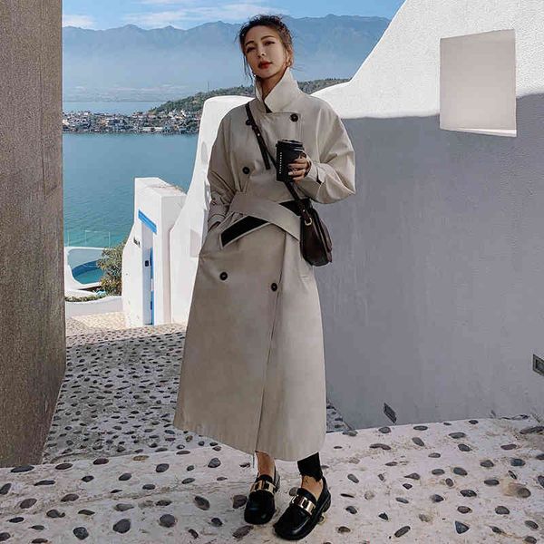 women's trench coats coat long white loose plus size korean belt spring autumn windbreaker female fashion cloak casual ladies jack, Tan;black
women's trench coats coat long white loose plus size korean belt spring autumn windbreaker female fashion cloak casual ladies jack, Tan;black