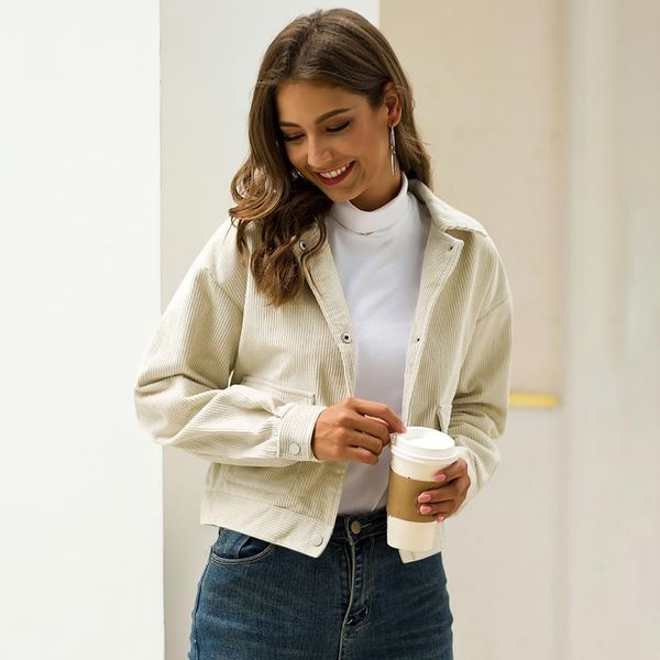 spring autumn 2021 women's cropped jacket fashion corduroy short coat turn-down collar casual streetwear jackets, Black;brown
spring autumn 2021 women's cropped jacket fashion corduroy short coat turn-down collar casual streetwear jackets, Black;brown