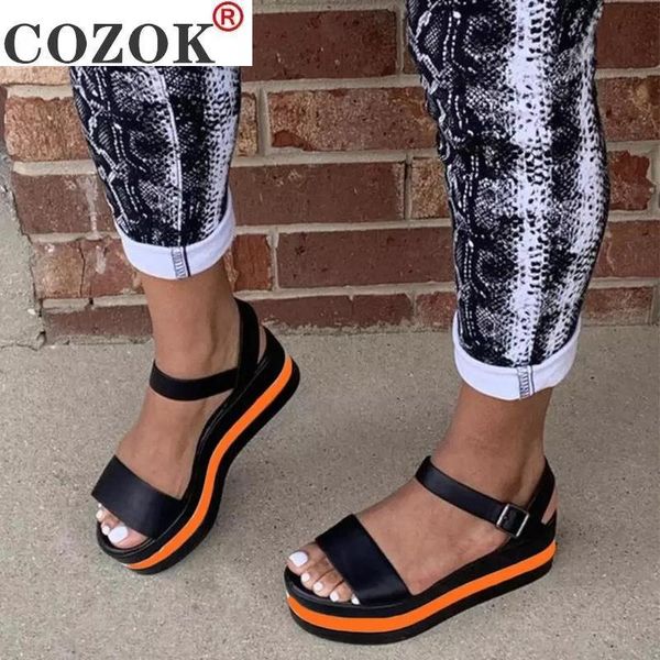 ladies flat sandals summer platform mixed colors wedges women 2021 casual light beach shoes woman size 35-43, Black
ladies flat sandals summer platform mixed colors wedges women 2021 casual light beach shoes woman size 35-43, Black