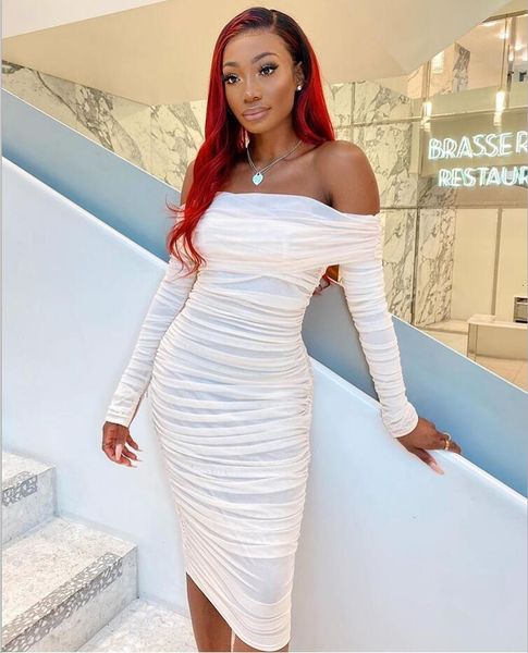female fashion party girl slash neck off shoulder sleeve draped white dress bandage, Black;gray
female fashion party girl slash neck off shoulder sleeve draped white dress bandage, Black;gray