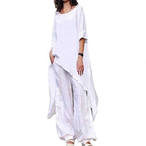 women's blouses & shirts simple women blouse irregular solid color summer round neck loose breathable half sleeve shirt for daily wear, White
women's blouses & shirts simple women blouse irregular solid color summer round neck loose breathable half sleeve shirt for daily wear, White