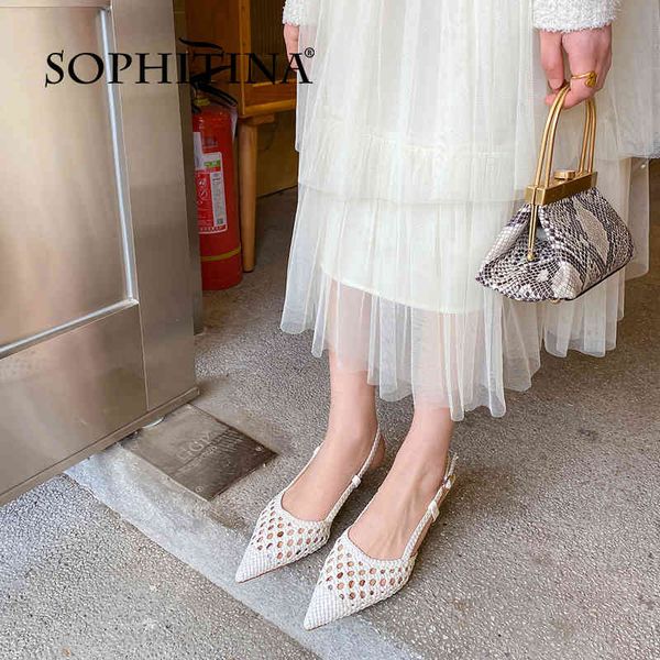 sophitina genuine leather summer women shoes weave thin heels soft stylish casual back buckle pointed toe sandals fo289 210513, Black
sophitina genuine leather summer women shoes weave thin heels soft stylish casual back buckle pointed toe sandals fo289 210513, Black
