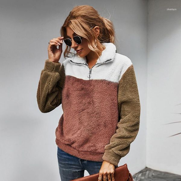 woman autumn winter contrast stitching plush hoodie lapel long-sleeved pullover coats loose casual fake fur clothing1, Black
woman autumn winter contrast stitching plush hoodie lapel long-sleeved pullover coats loose casual fake fur clothing1, Black