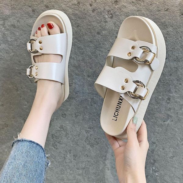 slippers women sandals 2021 summer fashion slipper outdoor female chunky shoes flat metal buckle black leather platform slides
slippers women sandals 2021 summer fashion slipper outdoor female chunky shoes flat metal buckle black leather platform slides