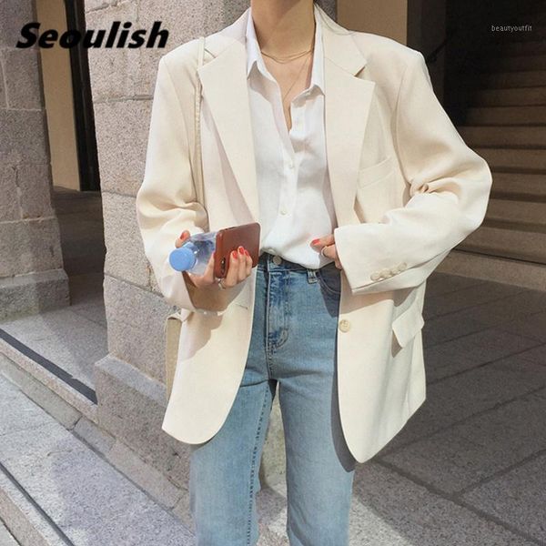 seoulish 2021 white casual single breasted women's blazers pockets female formal jackets elegant loose outerwear spring suits &, White;black
seoulish 2021 white casual single breasted women's blazers pockets female formal jackets elegant loose outerwear spring suits &, White;black