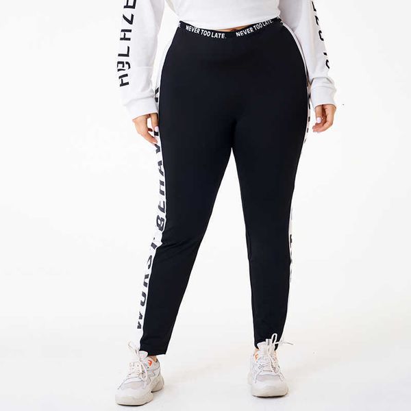women's leggings spring summer products ladies fashion sports style trend letter stitching stretch large size jkrg, Black
women's leggings spring summer products ladies fashion sports style trend letter stitching stretch large size jkrg, Black