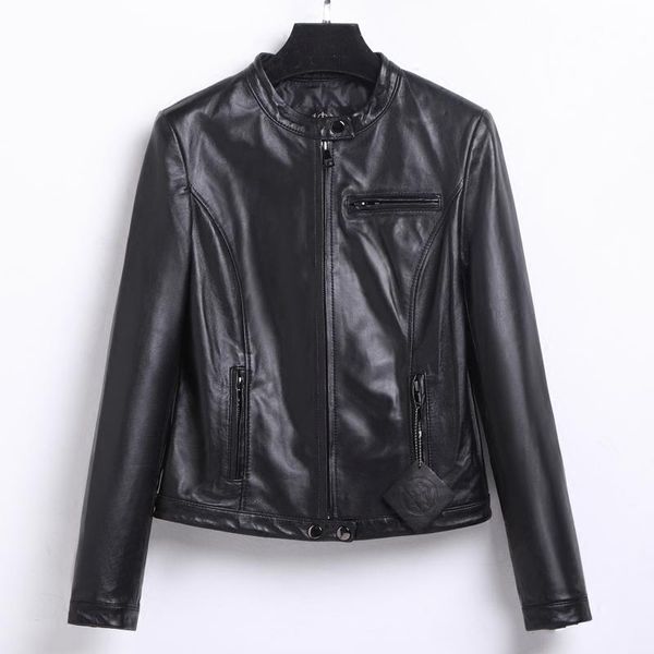 women's leather & faux cuero genuino jacket women sheepskin jackets spring autumn black short slim motocycle streetwear 5518 mf166
women's leather & faux cuero genuino jacket women sheepskin jackets spring autumn black short slim motocycle streetwear 5518 mf166