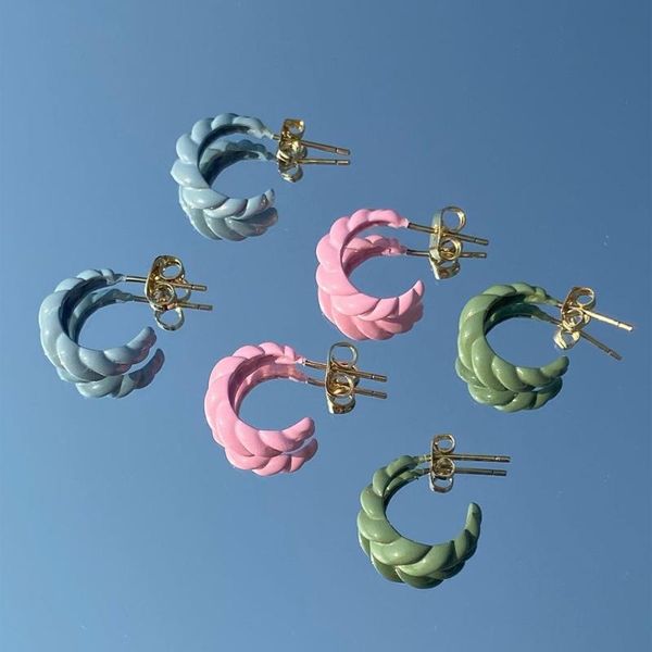 hoop & huggie enamel croissant earrings for women pink green blue twist 2021 cute kawaii minimalism jewelry summer, Golden;silver
hoop & huggie enamel croissant earrings for women pink green blue twist 2021 cute kawaii minimalism jewelry summer, Golden;silver