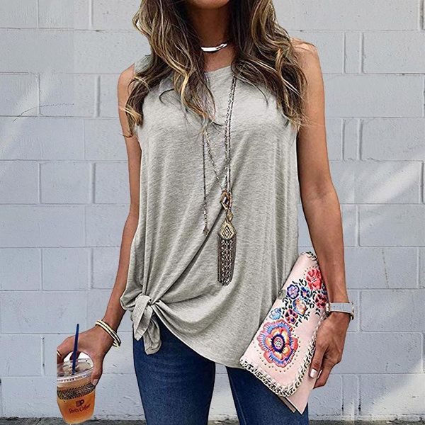 women's t-shirt 2021 summer solid color tie loose vest casual sleeveless long top, White
women's t-shirt 2021 summer solid color tie loose vest casual sleeveless long top, White