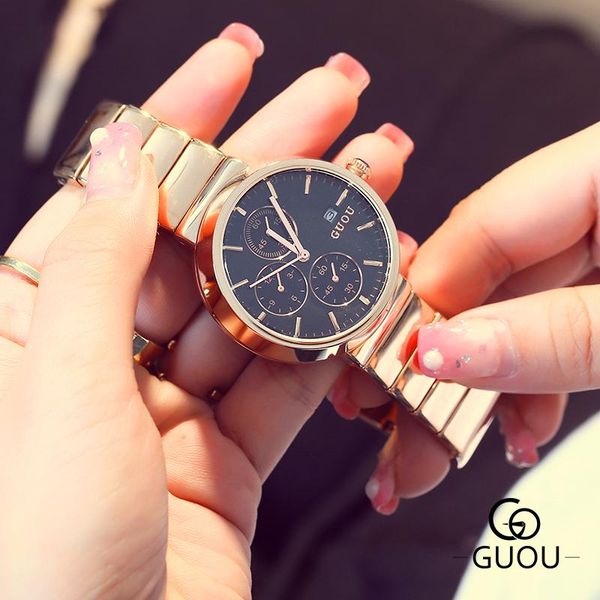 the fashion trend with calendar gold steel belt personalized ladies watch wristwatches, Slivery;brown
the fashion trend with calendar gold steel belt personalized ladies watch wristwatches, Slivery;brown