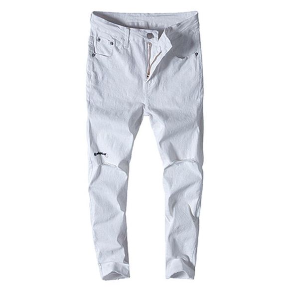 men's jeans summer ripped scratched self-cultivation knee all-match pants, Blue
men's jeans summer ripped scratched self-cultivation knee all-match pants, Blue