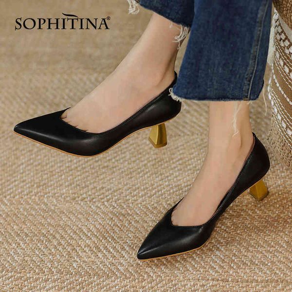 sophitina basic women's pumps cow leather handmade office laady shoes strange style heel pointed toe slip-on female shoes ao387 210513, Black
sophitina basic women's pumps cow leather handmade office laady shoes strange style heel pointed toe slip-on female shoes ao387 210513, Black
