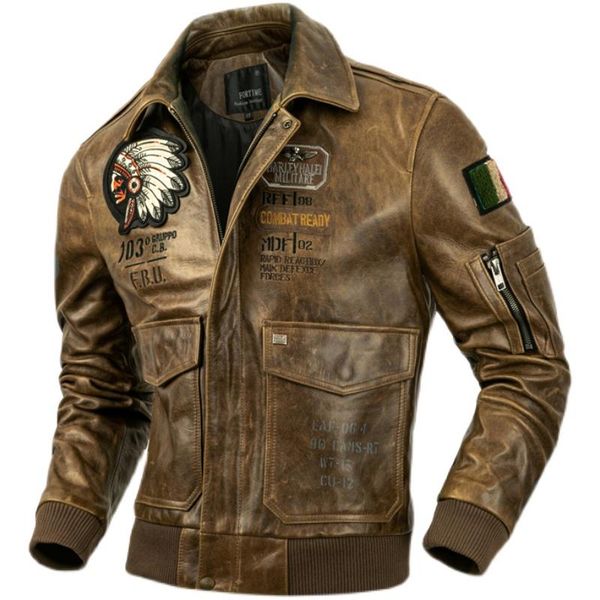 men's leather & faux 2021 vintage brown genuine pilot jacket men military style plus size 5xl real natural cowhide autumn aviation coat, Black
men's leather & faux 2021 vintage brown genuine pilot jacket men military style plus size 5xl real natural cowhide autumn aviation coat, Black