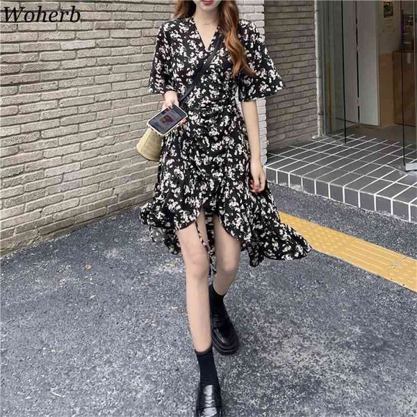 vintage summer dress women floral print mid-length black short sleeve high waist pleated vestidos female robe 210519, Black;gray
vintage summer dress women floral print mid-length black short sleeve high waist pleated vestidos female robe 210519, Black;gray
