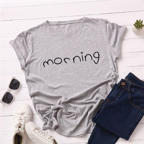 women's t-shirt plus size s-3xl fashion morning letter print t shirt women o neck short sleeve summer casual tshirt, White
women's t-shirt plus size s-3xl fashion morning letter print t shirt women o neck short sleeve summer casual tshirt, White