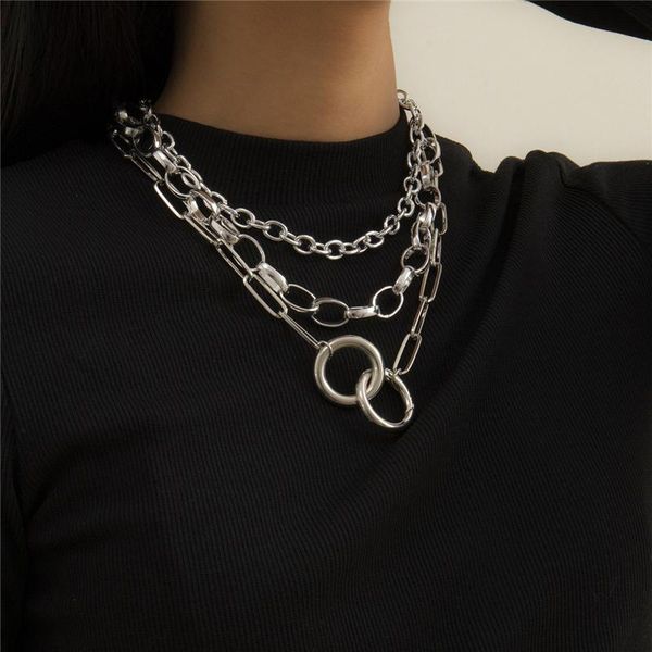multi layered cross chain round buckle sleeve curb chunky necklace for women circle ring pendant jewelry chains, Silver
multi layered cross chain round buckle sleeve curb chunky necklace for women circle ring pendant jewelry chains, Silver