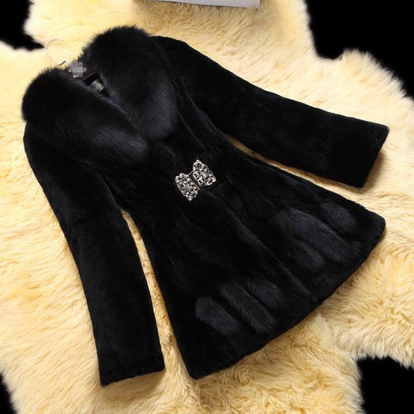 women's fur & faux jackets overcoat winter large sizes female cotton thicken warm velvet long mink outerwear england, Black
women's fur & faux jackets overcoat winter large sizes female cotton thicken warm velvet long mink outerwear england, Black