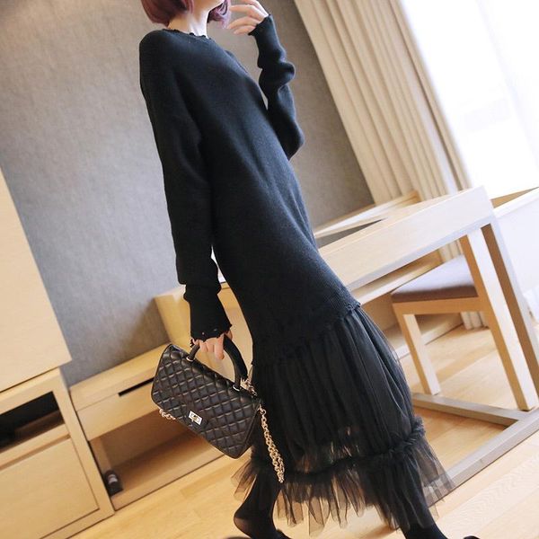 casual dresses asymsay spring winter style female lace stitching hem solid color knitting long sleeve dress for women ac6486, Black;gray
casual dresses asymsay spring winter style female lace stitching hem solid color knitting long sleeve dress for women ac6486, Black;gray