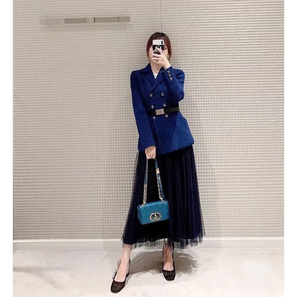 autumn and winter counter d family suit coat double row button wool slim fit women's, Black;brown