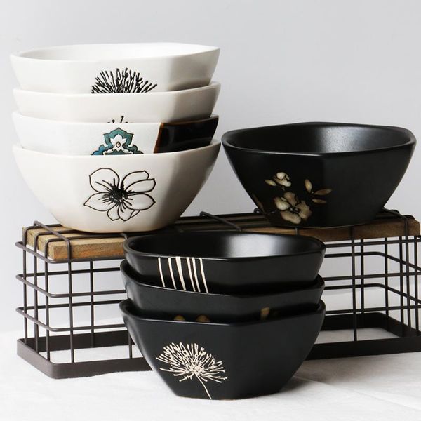 bowls hexagonal ceramic household rice bowl 5 inch small porridge breakfast thickened hand painted simple black
bowls hexagonal ceramic household rice bowl 5 inch small porridge breakfast thickened hand painted simple black