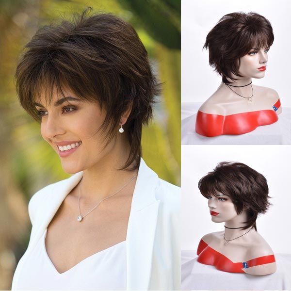 womens fashion party casual full wigs natural grey & brown wigs short hair fluffy curly wavy synthetic wig with bangs pelucas, Black
womens fashion party casual full wigs natural grey & brown wigs short hair fluffy curly wavy synthetic wig with bangs pelucas, Black