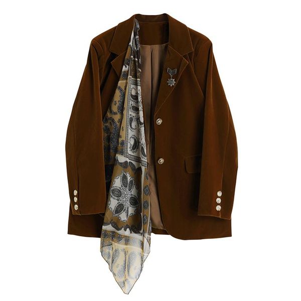 spring and autumn velvet retro small shoulder pad short paragraph with silk scarf badge loose casual suit jacket women blazers women's, White;black
spring and autumn velvet retro small shoulder pad short paragraph with silk scarf badge loose casual suit jacket women blazers women's, White;black