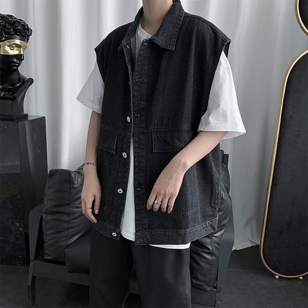 men's vests spring fall of the sleeveless vintage men denim vest single breasted pockets cargo jacket loose fitting bf streetwear style, Black;white
men's vests spring fall of the sleeveless vintage men denim vest single breasted pockets cargo jacket loose fitting bf streetwear style, Black;white