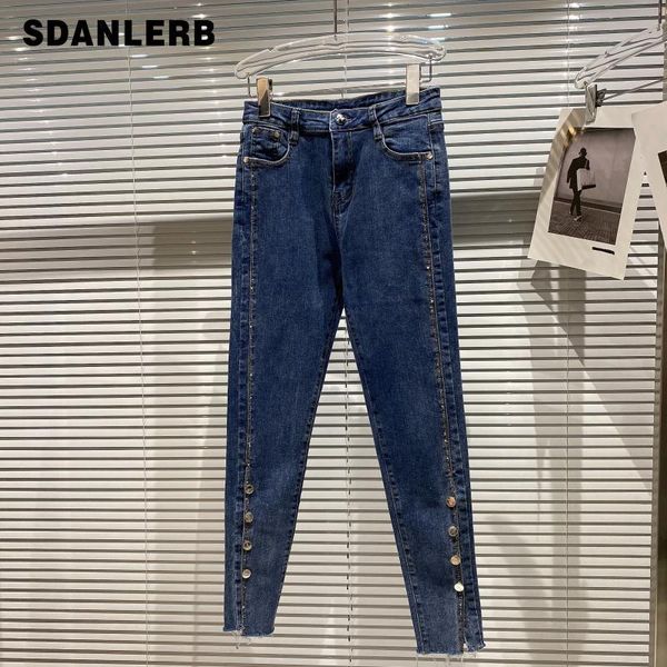 women's jeans 2021 autumn side rhinestone rivet stretch slim fit pencil pants fashion high waist long denim, Blue
women's jeans 2021 autumn side rhinestone rivet stretch slim fit pencil pants fashion high waist long denim, Blue