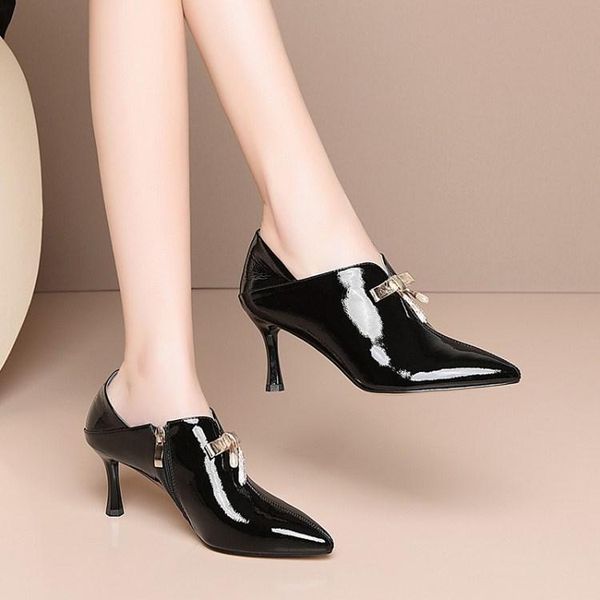 dress shoes cowhide high heels women's 2021 bow crystal deep mouth pointed thin heeled party wedding office career (5cm-8cm), Black
dress shoes cowhide high heels women's 2021 bow crystal deep mouth pointed thin heeled party wedding office career (5cm-8cm), Black