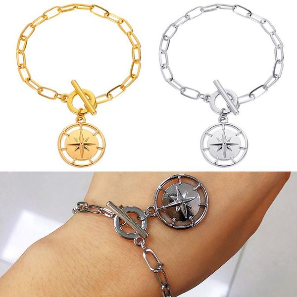 link, chain women ot buckle creative bracelet gold silver color round shield toggle drop hand punk chunky thick link, Black
link, chain women ot buckle creative bracelet gold silver color round shield toggle drop hand punk chunky thick link, Black