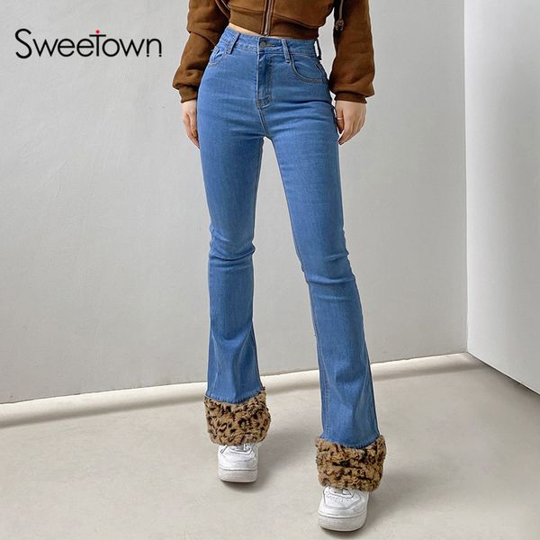 sweetown patchwork leopard boot cut jeans women vintage y2k aesthetic 90s streetwear denim trousers low waist slim flare pants, Black;white
sweetown patchwork leopard boot cut jeans women vintage y2k aesthetic 90s streetwear denim trousers low waist slim flare pants, Black;white