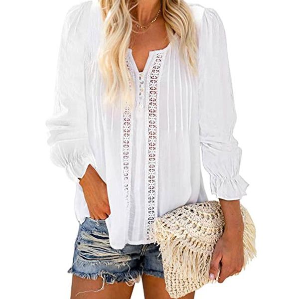 women's blouses & shirts feitong long sleeve fashion blouse hollow out white casual solid button v-neck all-match top
women's blouses & shirts feitong long sleeve fashion blouse hollow out white casual solid button v-neck all-match top